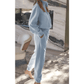 Everlee Sky Blue Half Zip up Pullover Active Top and Joggers Set