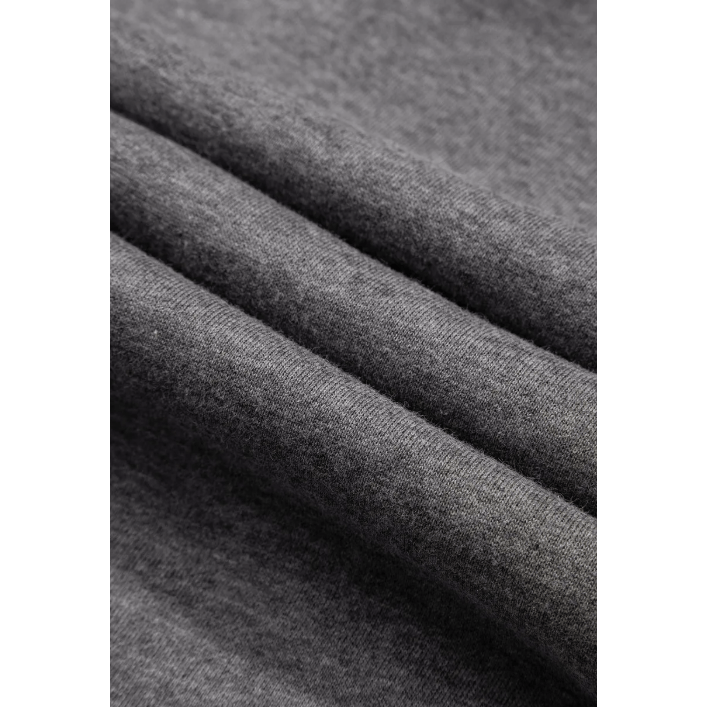 Gab Grey Zip Up Collared Ribbed Patchwork Sweatshirt Dress with Pockets