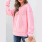 Sachi Pink Mineral Wash Big Bow Patchwork Pullover Sweatshirt