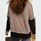 Jorja French Beige Sheer Lace Patchwork Casual Long Sleeve Tee