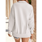 Aria White Buttoned Collared Raw Detail High Low Baggy Sweatshirt with Slits