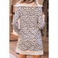 Marlise Khaki Leopard Print Zip up Collar Patchwork Shift Mini Dress