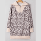 Marlise Khaki Leopard Print Zip up Collar Patchwork Shift Mini Dress