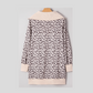 Marlise Khaki Leopard Print Zip up Collar Patchwork Shift Mini Dress