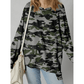 Farah Dark Green Retro Camouflage Print Exposed Seam Patchwork Drop Shoulder Sweatshirt