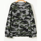 Farah Dark Green Retro Camouflage Print Exposed Seam Patchwork Drop Shoulder Sweatshirt