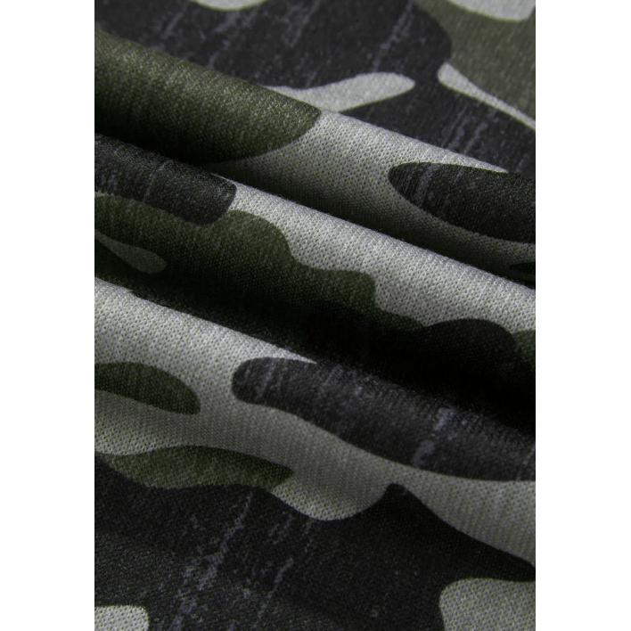 Farah Dark Green Retro Camouflage Print Exposed Seam Patchwork Drop Shoulder Sweatshirt