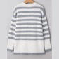 Alexie Stripe Ribbed Buttoned Detail Drop Shoulder Tunic Sweater