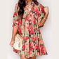 Charlene Green Floral Print Frilled Collar V Neck Half Sleeve Mini Dress