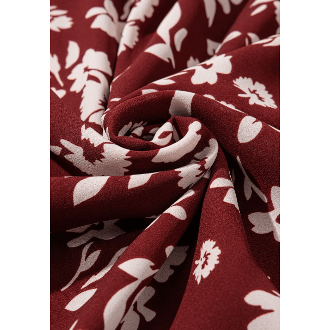 Ellowyn Red Floral Print Long Sleeve Square Neck Smocked Maxi Dress