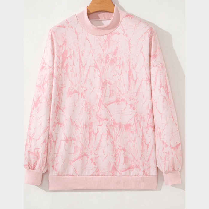 Peydon Pink Camo Mock Neck Baggy Sweatshirt