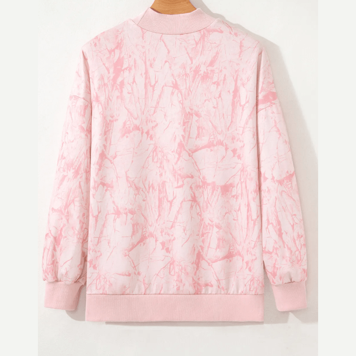 Peydon Pink Camo Mock Neck Baggy Sweatshirt
