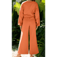 Cherie Orange Drop Shoulder Puff Sleeve Crop Pullover Drawstring Wide Leg Pants Set