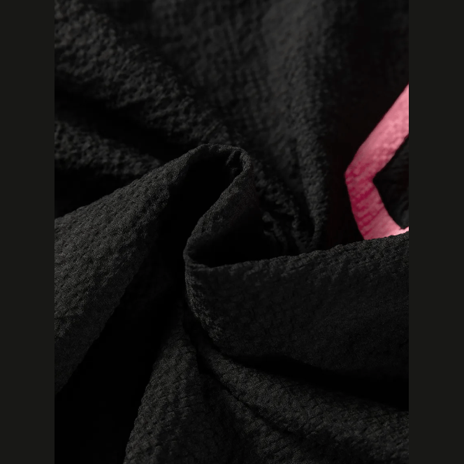 Cindie Black Color Block Patchwork Detail V Neck Textured Long Sleeve Blouse