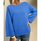 Benita Blue Knit Loose Bracelet Sleeve Dolman Sweater