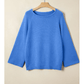 Benita Blue Knit Loose Bracelet Sleeve Dolman Sweater