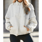 Lexy Grey Half Zip Stand Collar Exposed Seam Solid Color Casual Sweatshirt