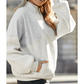 Lexy Grey Half Zip Stand Collar Exposed Seam Solid Color Casual Sweatshirt