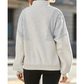 Lexy Grey Half Zip Stand Collar Exposed Seam Solid Color Casual Sweatshirt