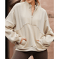 Lexy Apricot Half Zip Stand Collar Exposed Seam Solid Color Casual Sweatshirt