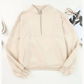 Lexy Apricot Half Zip Stand Collar Exposed Seam Solid Color Casual Sweatshirt