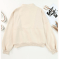 Lexy Apricot Half Zip Stand Collar Exposed Seam Solid Color Casual Sweatshirt