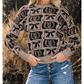 Black Bows & Horseshoes Pattern Western Fashion Print Sweater