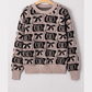 Black Bows & Horseshoes Pattern Western Fashion Print Sweater