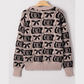 Black Bows & Horseshoes Pattern Western Fashion Print Sweater