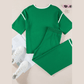 Tatina Kelly Green Contrast Trim Half Sleeve Top Drawstring Pants Loose 2pcs Sweater Suit