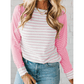 Rachelle Pink Stripe Raglan Patchwork Long Sleeve Tee