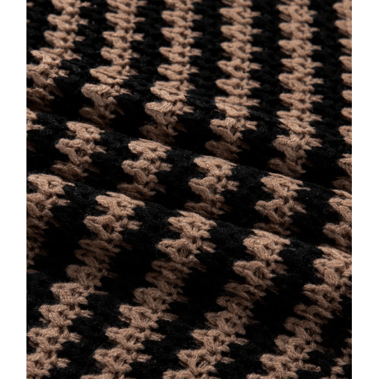 Lisabella Black Stripe 3/4 Draped Sleeve Slouchy Sweater