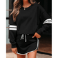 Lissa Black Varsity Stripe Detail Drop Shoulder Pullover Mini Skort Set