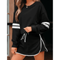 Lissa Black Varsity Stripe Detail Drop Shoulder Pullover Mini Skort Set