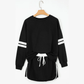 Lissa Black Varsity Stripe Detail Drop Shoulder Pullover Mini Skort Set