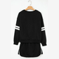 Lissa Black Varsity Stripe Detail Drop Shoulder Pullover Mini Skort Set