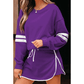 Lissa Purple Varsity Stripe Detail Drop Shoulder Pullover Mini Skort Set