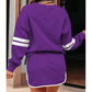 Lissa Purple Varsity Stripe Detail Drop Shoulder Pullover Mini Skort Set