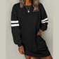 Black Varsity Contrast Banded Sleeve Shift Sweatshirt Dress