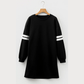 Black Varsity Contrast Banded Sleeve Shift Sweatshirt Dress