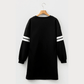 Black Varsity Contrast Banded Sleeve Shift Sweatshirt Dress
