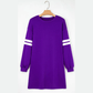 Purple Varsity Contrast Banded Sleeve Shift Sweatshirt Dress