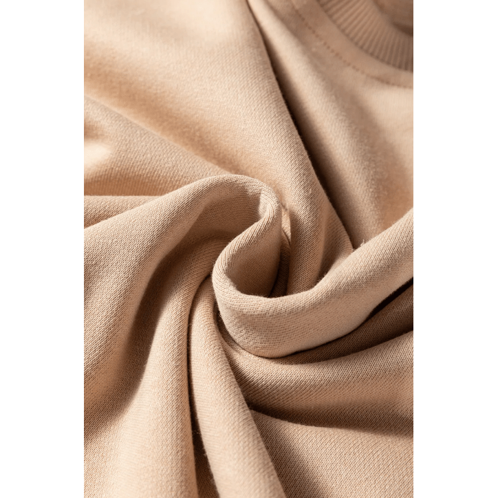 Oatmeal Varsity Striped Detail Crewneck Pullover Elastic Sweatpants 2pcs Outfit