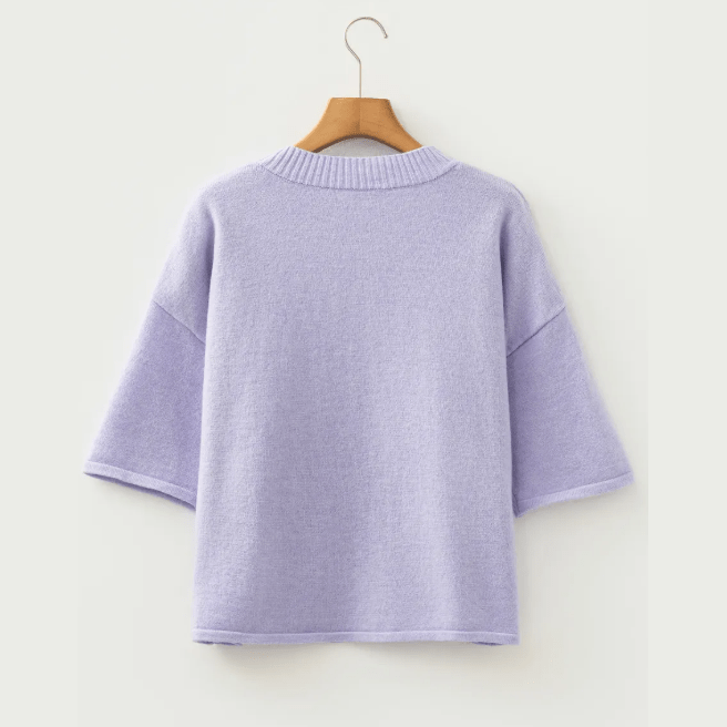 Diandra Lavender 3/4 Sleeve Boxy Knit Button Down Sweater Cardigan