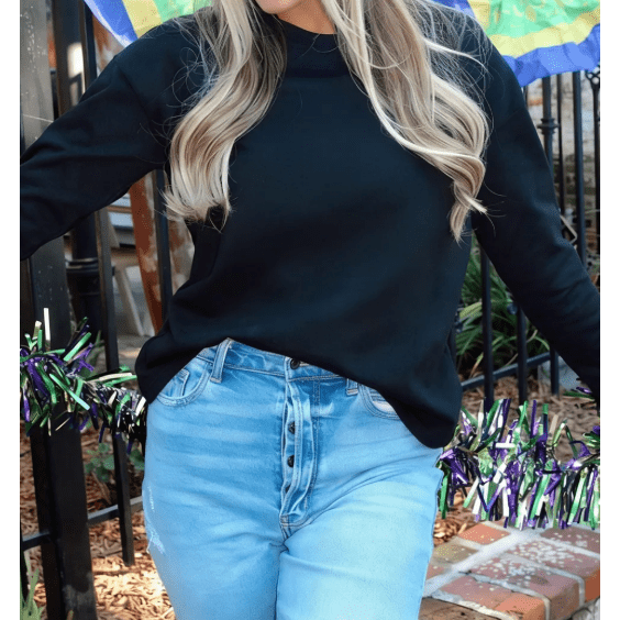 Everleigh Black Dropped Shoulder Long Sleeve Top