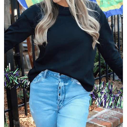 Everleigh Black Dropped Shoulder Long Sleeve Top