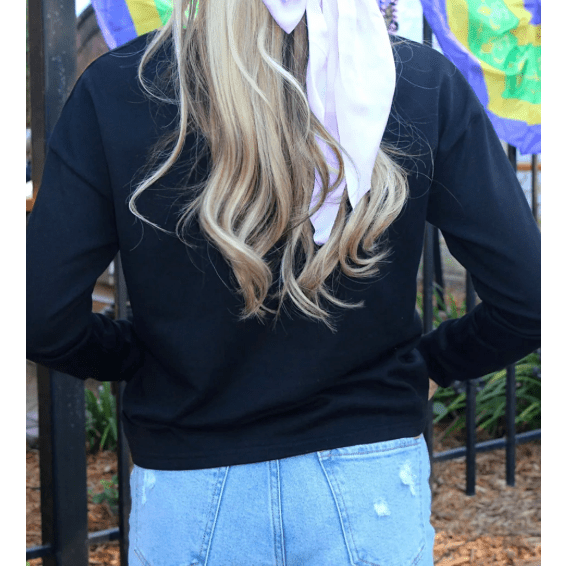 Everleigh Black Dropped Shoulder Long Sleeve Top