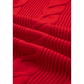 Myrtis Red Cable Knit Turtleneck Ruffled Short Sleeve Sweater