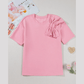 Zaylee Pink Bow Applique Half Sleeve T-shirt