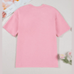 Zaylee Pink Bow Applique Half Sleeve T-shirt
